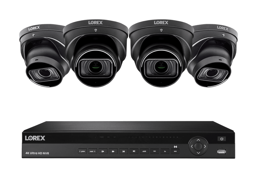 Lorex 4K (16 Camera Capable) 6TB Wired NVR System with Nocturnal 3 Smart IP Turret Cameras with Listen-in Audio and Motorized Varifocal Lenses