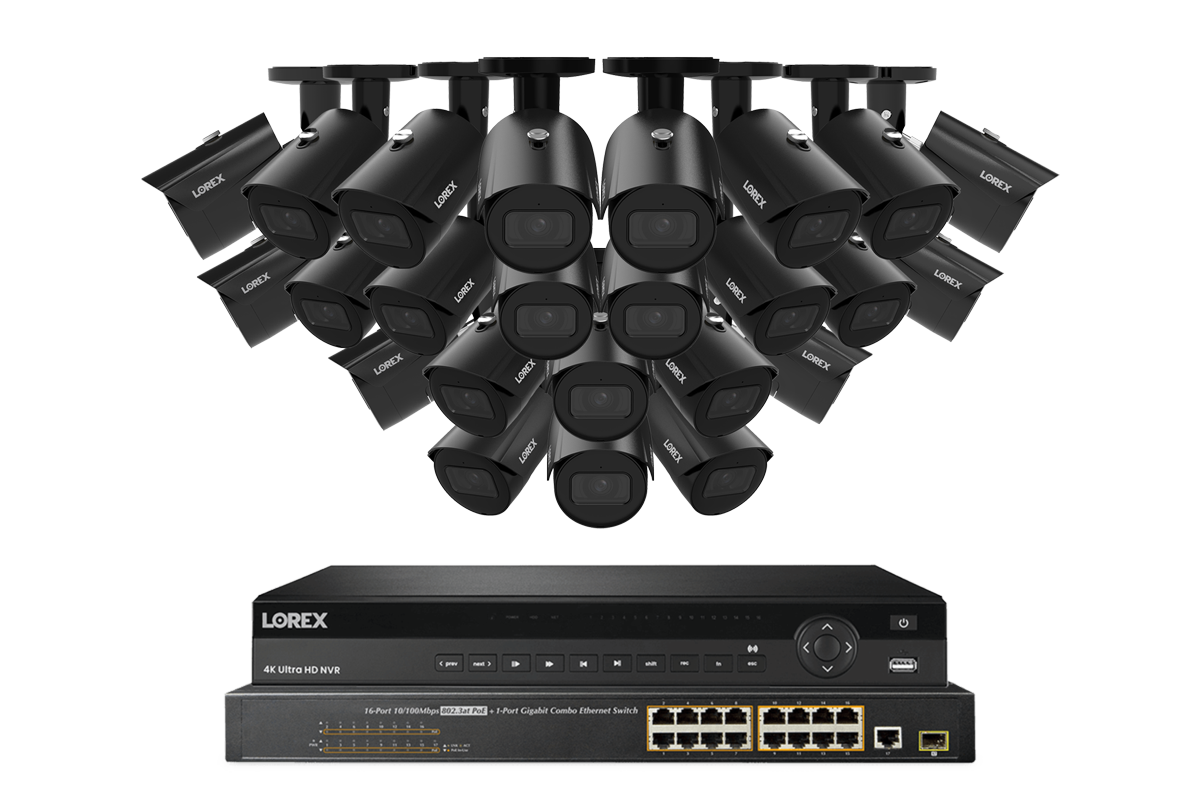 Lorex Elite Series 4K 32 Camera Capable 8TB Wired NVR System with 4MP (2K) A4 IP Bullet Cameras