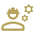 gold-colored construction worker icon on a transparentbackground