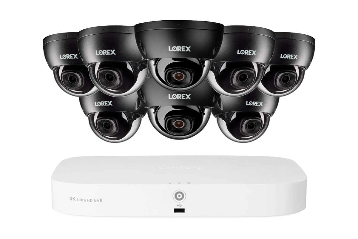 Lorex Fusion 4K 16-Channel (8 Wired + 8 Wi-Fi) 2TB NVR System with IP Dome Cameras featuring Listen-In Audio and IK10 Vandal Proof Rating