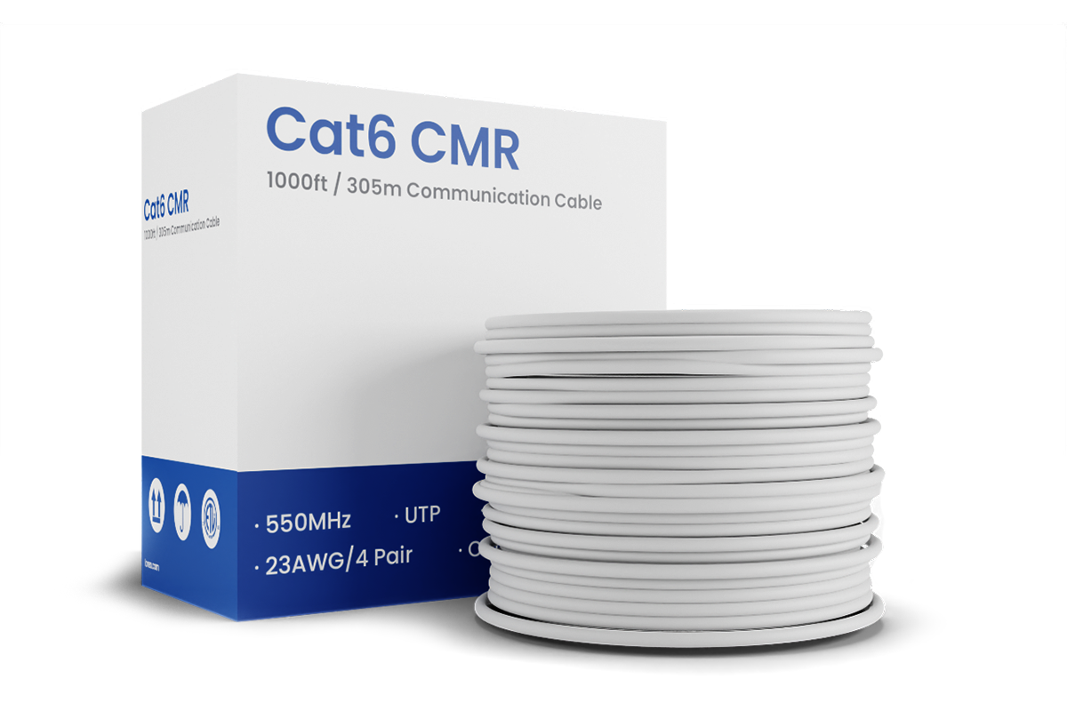 1,000ft Bulk Cat6 UTP Ethernet Cable, 23AWG CMR/FT4 for IP connectivity (FREE Shipping)