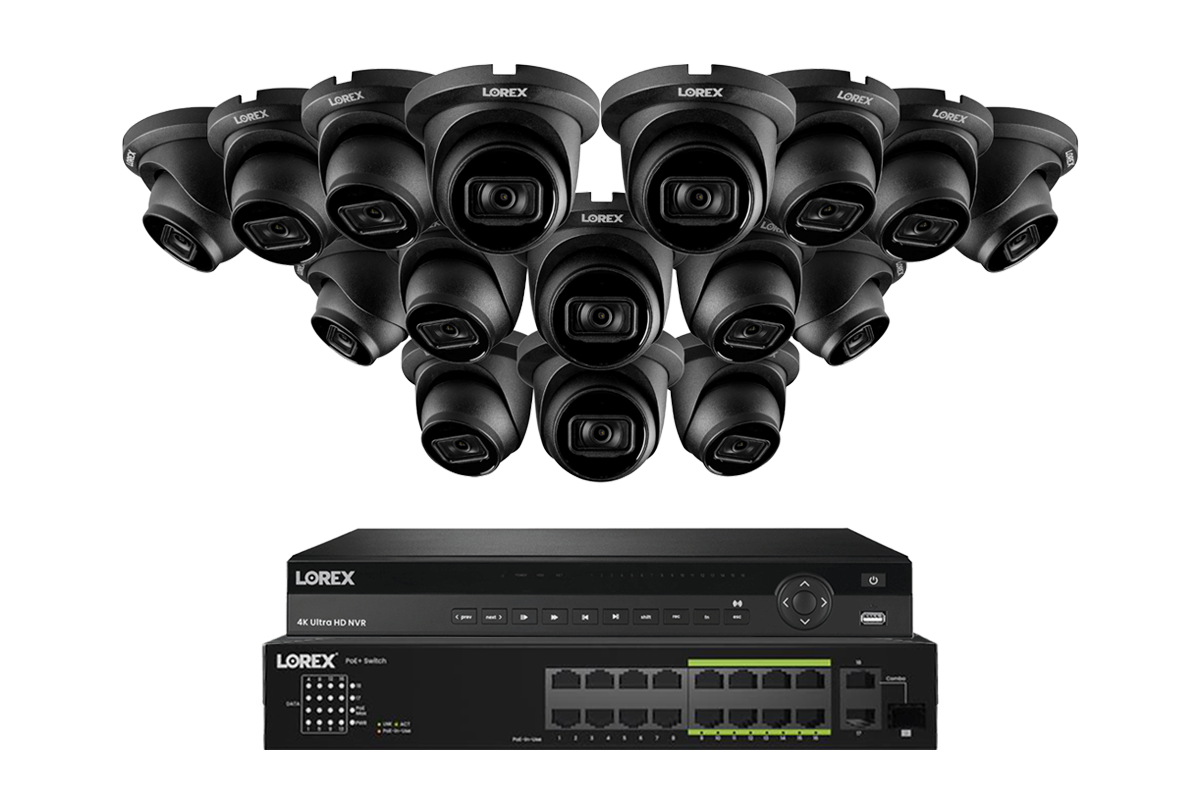 Lorex Elite Series 4K 32 Camera Capable 8TB Wired NVR System with A14 IP Dome Cameras