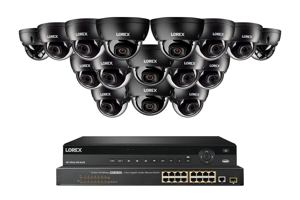 Lorex Pro  Series 4K 32 Camera Capable 8TB Wired NVR System with 8MP (4K) A10 IP Dome Cameras