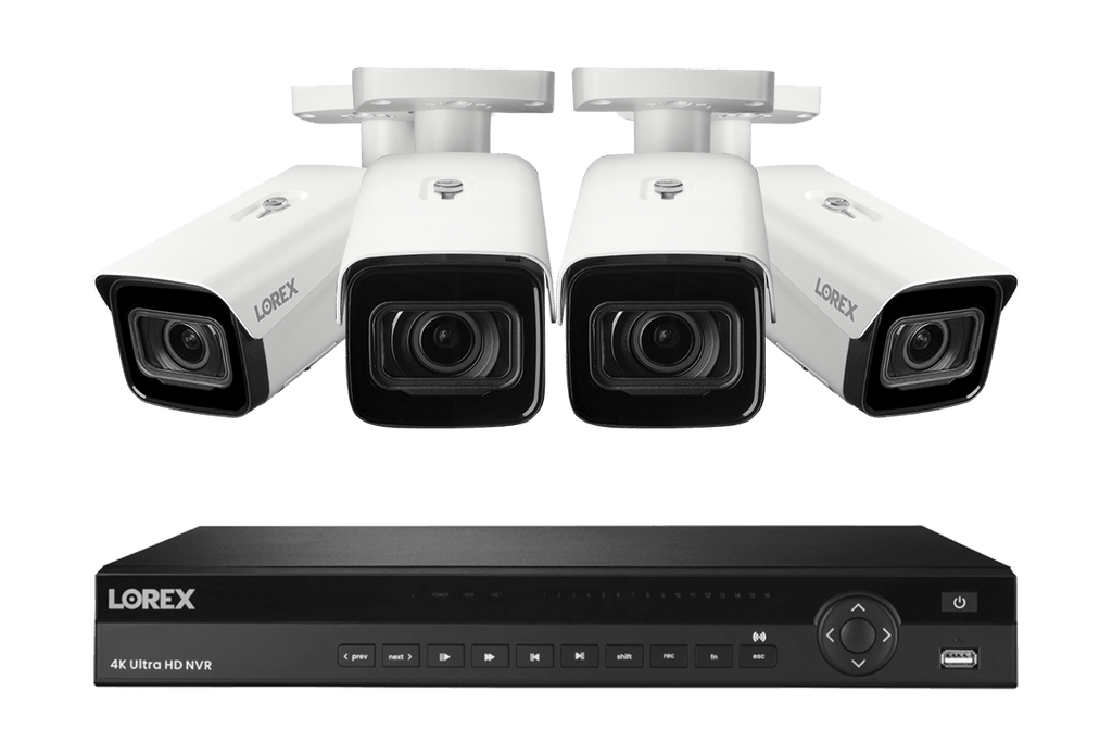 Lorex 4K (16 Camera Capable) 6TB Wired NVR System with Nocturnal 3 Smart IP Turret Cameras with Listen-in Audio and Motorized Varifocal Lenses