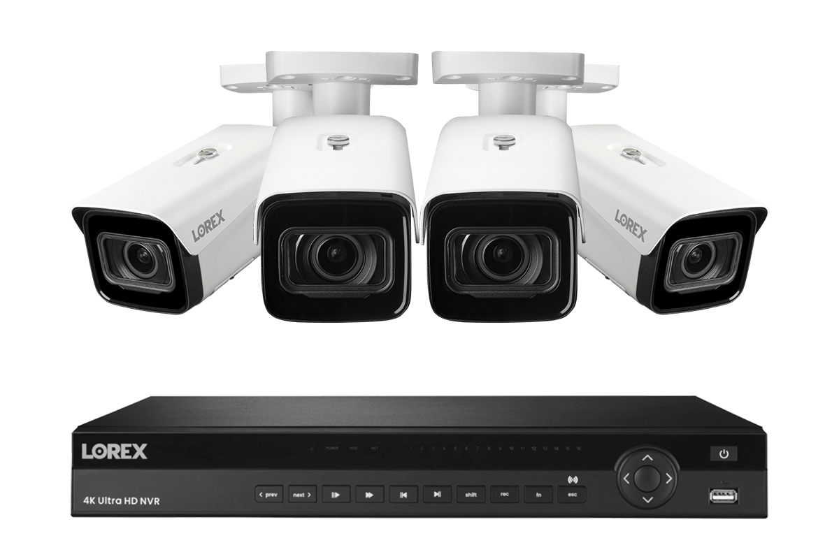 Lorex 4K (16 Camera Capable) 6TB Wired NVR System with Nocturnal 3 Smart IP Turret Cameras with Listen-in Audio and Motorized Varifocal Lenses
