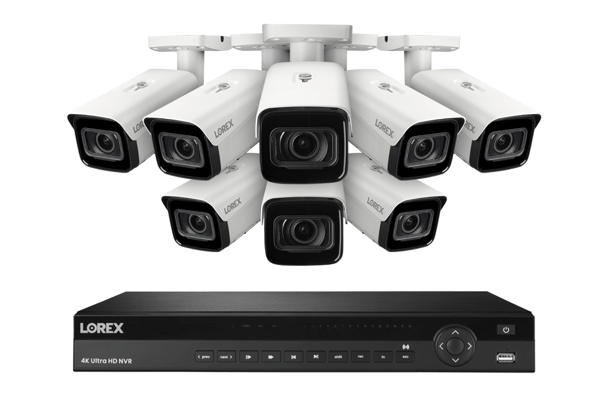 Lorex 4K (16 Camera Capable) 4TB Wired NVR System with Nocturnal 4 Smart IP Bullet Cameras Featuring Motorized Varifocal Lens, Vandal Resistant and 30FPS - White 8