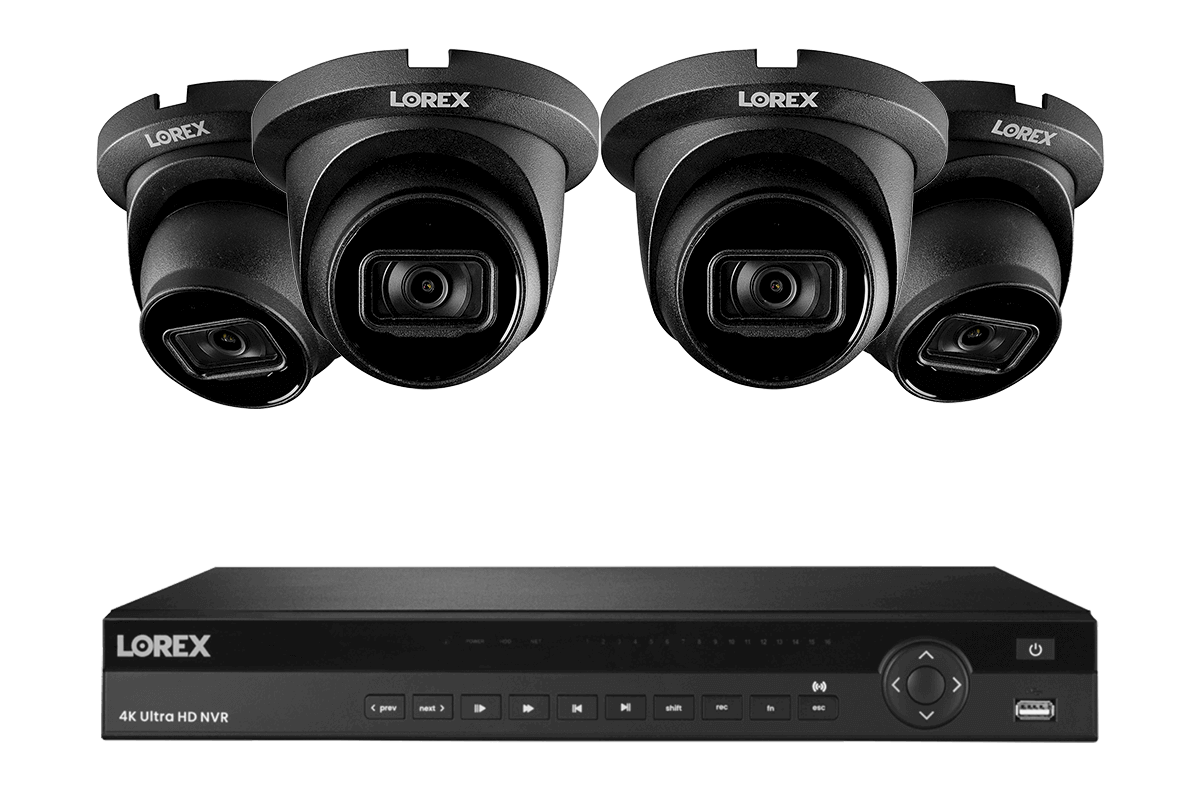Lorex 4K (16 Camera Capable) 4TB Wired NVR System with Nocturnal 3 Smart IP Dome Cameras with Listen-In Audio and 30FPS