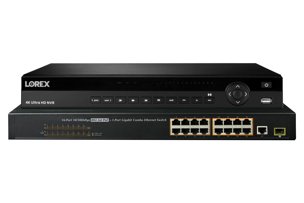 Lorex 4K (32 Camera Capable) 8TB Wired NVR System with Active Deterrence Bullet Security Cameras