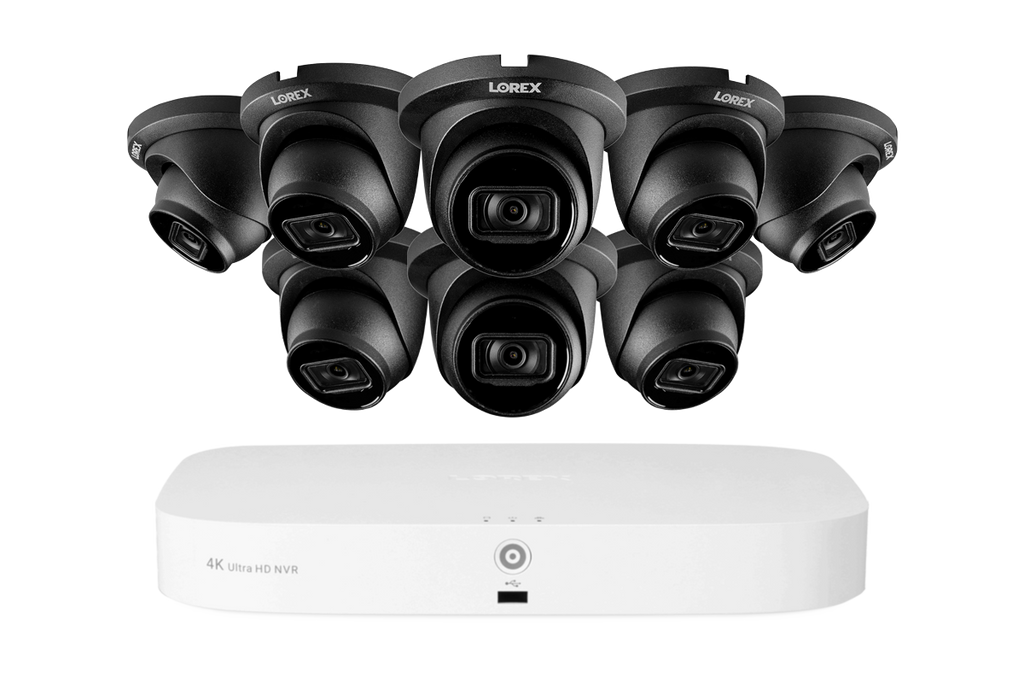 Lorex Fusion 4K 16-Camera Capable (8 Wired + 8 Wi-Fi) 2TB NVR System with IP Dome Cameras featuring Listen-In Audio - Black 8