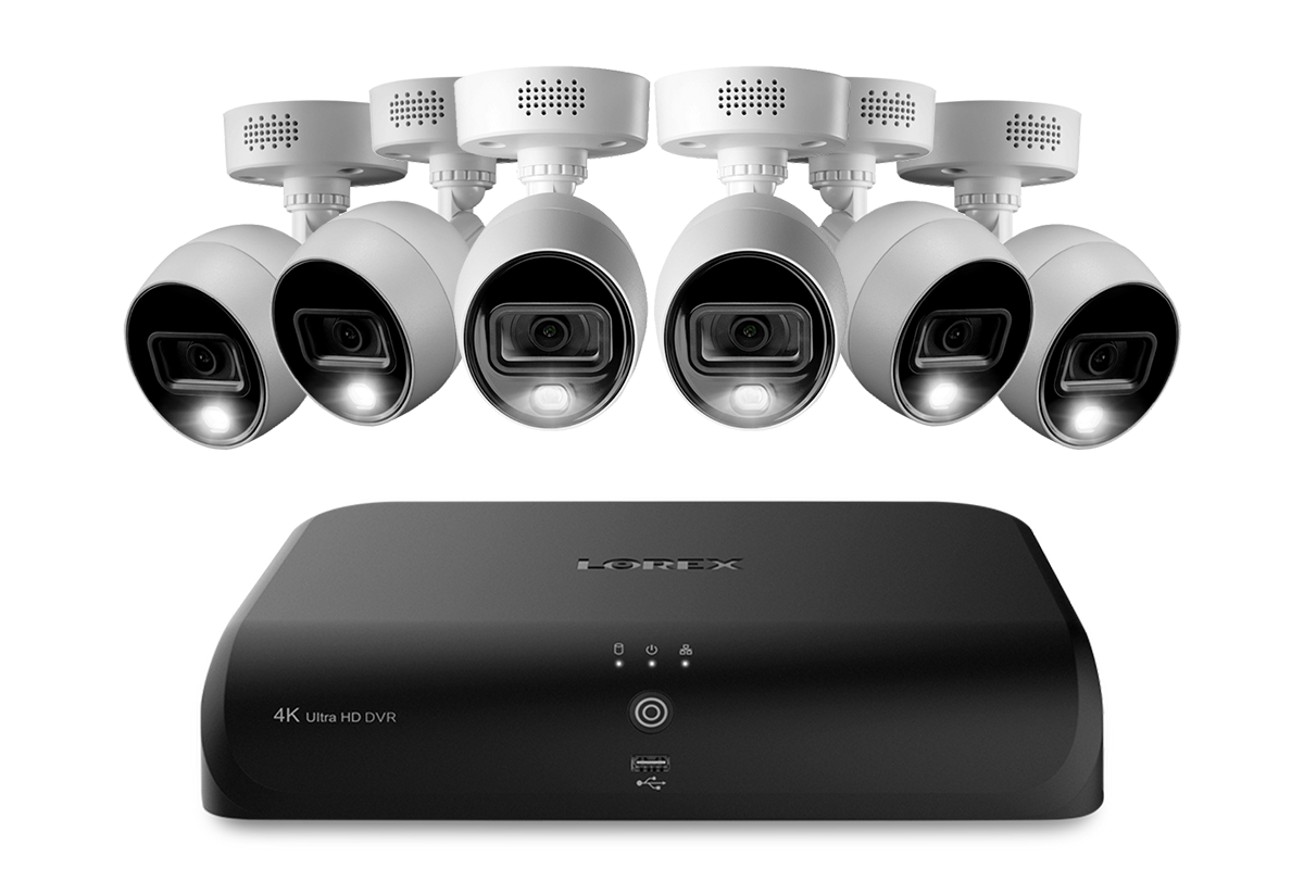 Lorex 4K (8 Camera Capable) 2TB Wired DVR System with 6 Active Deterrence Bullet Cameras