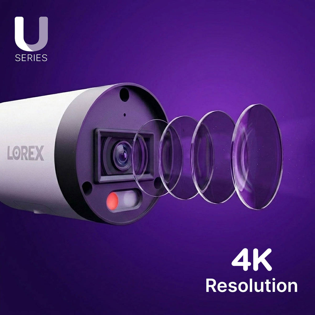 Lorex Connect U Series 4K 8-Channel Wired NVR System with U3 4K PoE Bullet Cameras - 2TB