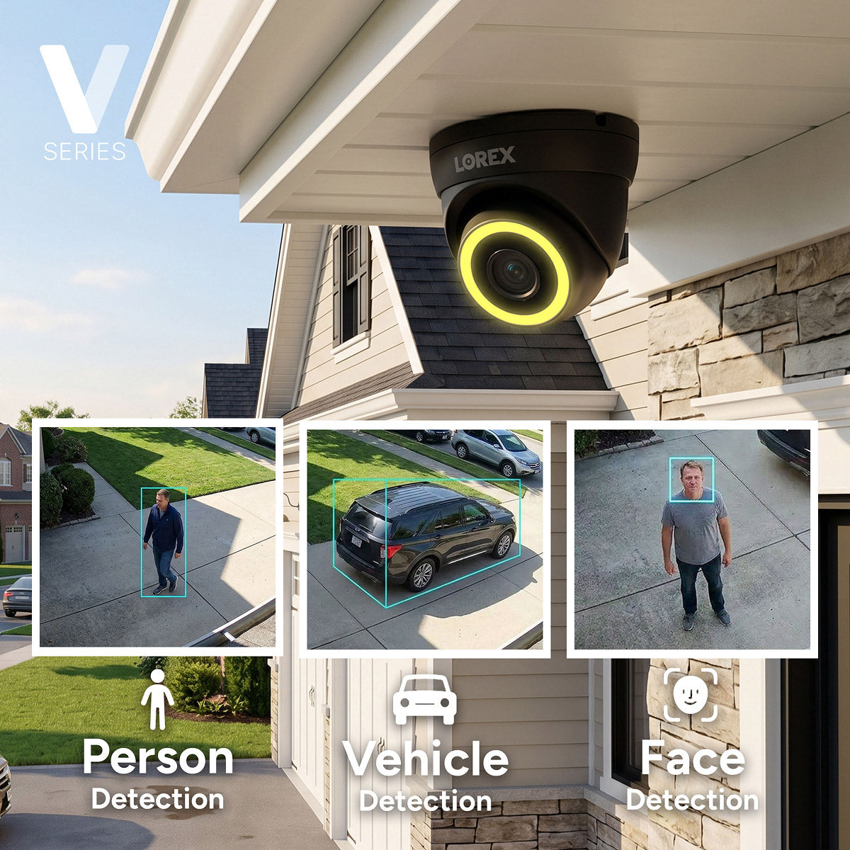 Lorex Connect V5 4K PoE Turret Cameras with Color Smart Security Lighting - White/Black