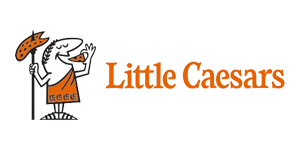 Little Caesars logo with a stylized illustration of a person holding a pizza slice.