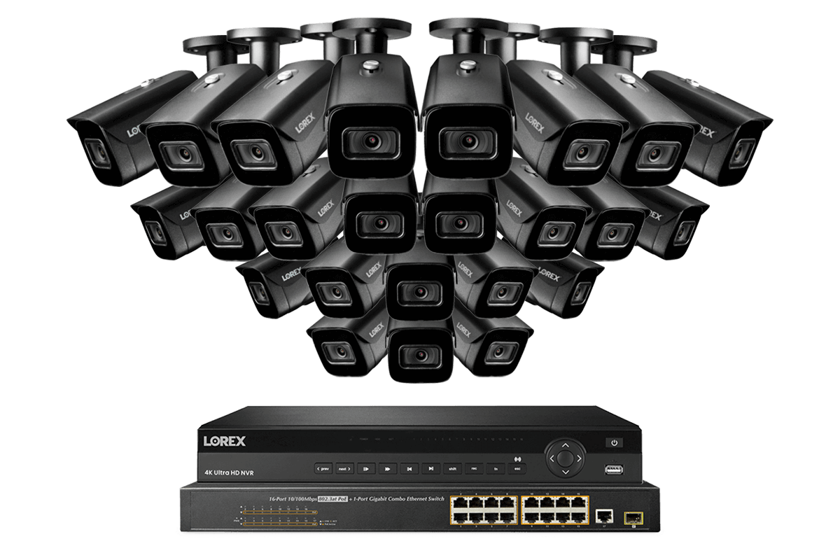 Lorex 4K (32 Camera Capable) 6TB Wired NVR System with Nocturnal 3 Smart IP Bullet Cameras with Motorized Varifocal Lens
