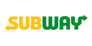Subway logo with yellow and green text on a transparent background